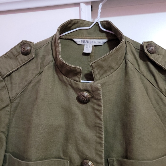 ZARA women's khaki & green army jacket, trench coat - Picture 3 of 6